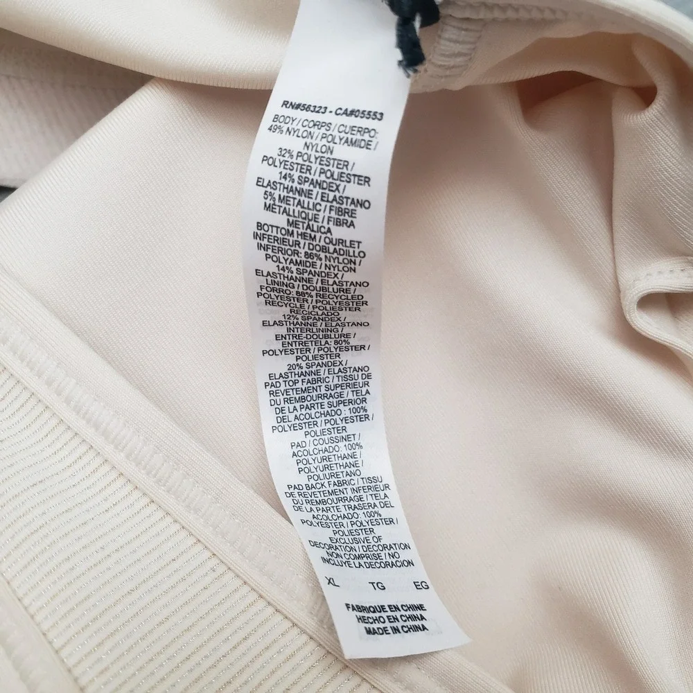 Nike Sports Bra Womens XL Beige Dri-Fit Pullover Running Fitness Gym Outdoors